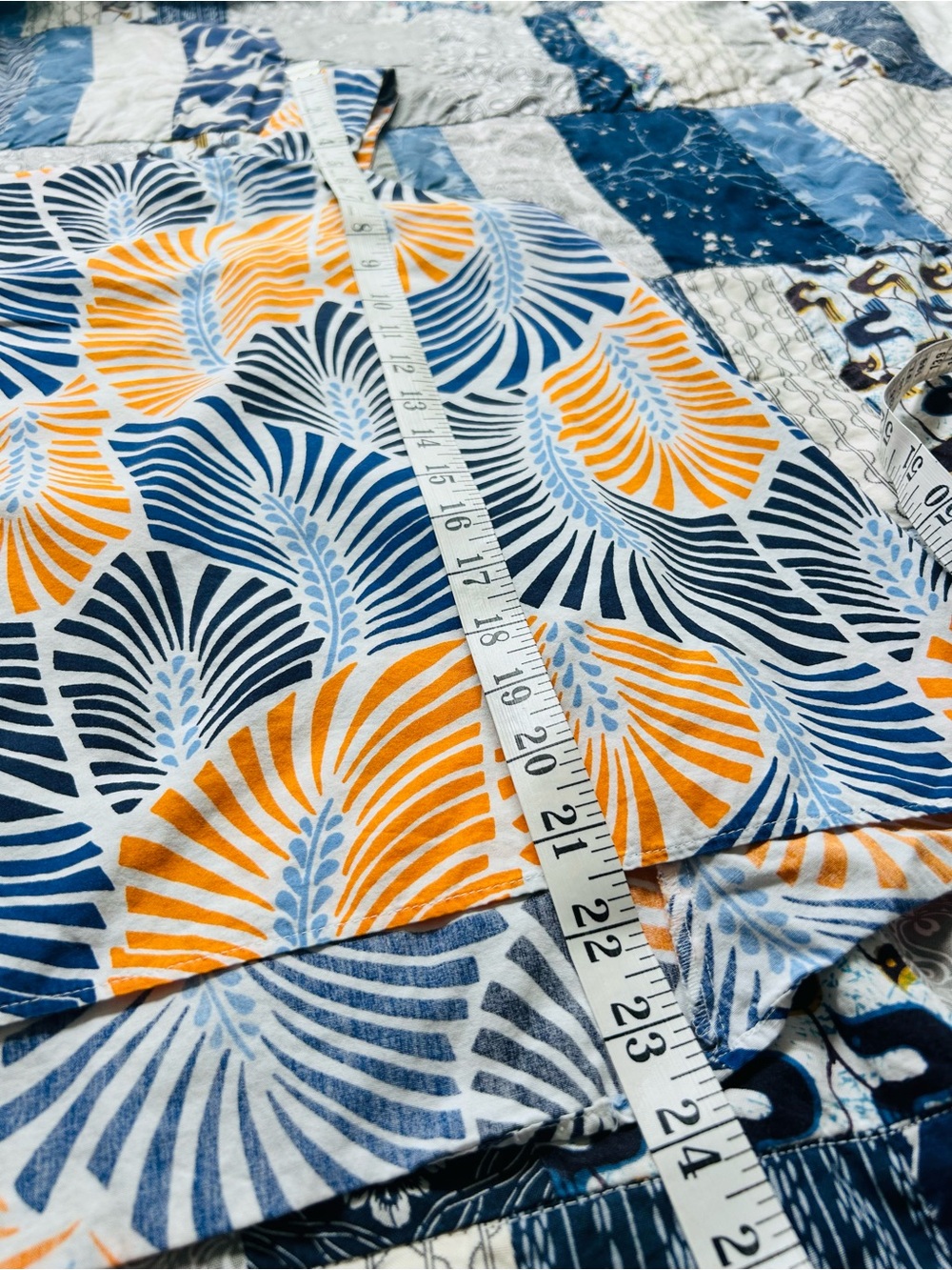 Zara Blue and Orange Leaf-Print Sleeveless Top | Size XS - Picture 5 of 5